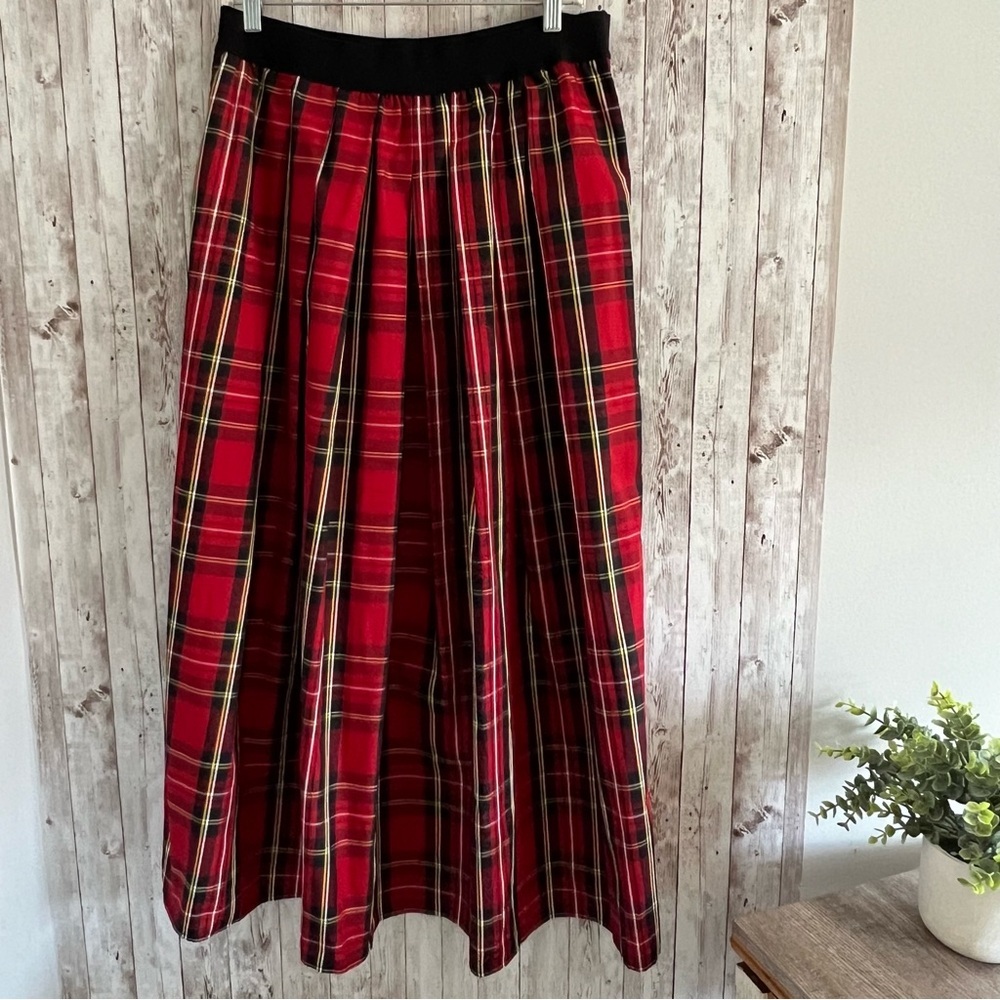Joan Rivers Vintage Red Tartan Plaid Full Length Holiday Christmas Skirt Medium
